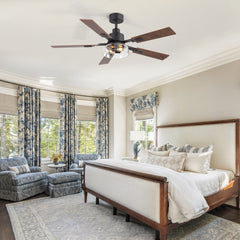 52-inch 5-Blade Traditional Ceiling Fan with Light Remote,6in Downrod Included