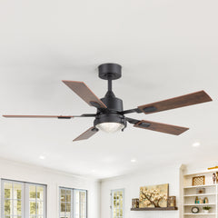 52-in Integrated LED Ceiling Fan with Remote and 5 Reversible Fan Blades,6" Downrod Included