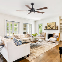 52-in Integrated LED Ceiling Fan with Remote and 5 Reversible Fan Blades,6" Downrod Included