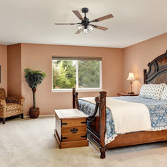 52-inch Industrial Reversible 5-Blades Glass Shade Ceiling Fan with Remote and Light Kit