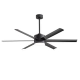 Breezary 60" 6-Blade Silent DC Motor Modern Ceiling Fan with LED Light - Matte Black