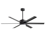 Breezary 60" 6-Blade Silent DC Motor Modern Ceiling Fan with LED Light - Matte Black