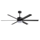 Breezary 60" 6-Blade Silent DC Motor Modern Ceiling Fan with LED Light - Matte Black