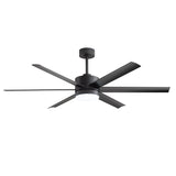 Breezary 60" 6-Blade Silent DC Motor Modern Ceiling Fan with LED Light - Matte Black