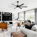 Breezary 60" 6-Blade Silent DC Motor Modern Ceiling Fan with LED Light - Matte Black