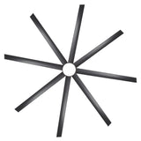 AeroSpan 84-inch 8-blade large black ceiling fan showing blade layout and overall design