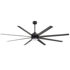 Large 84-in Modern Industrial 8-Blade Large Ceiling Fan with LED Light and Remote,6”,12” and 24” Downrod Included