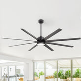 Large 84-in Modern Industrial 8-Blade Large Ceiling Fan with LED Light and Remote,6”,12” and 24” Downrod Included