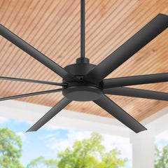 Large 84-inch 8-Blade Black Ceiling Fan with Remote without Light,6",12" and 24" Downrods Included