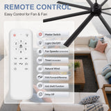 AeroSpan 84-inch 8-blade large black ceiling fan remote control with 6 speeds, light, timer and reverse functions