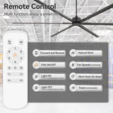 AirForge HVLS ceiling fan remote control with 6 speeds, forward and reverse, natural wind, silent mode, and timer