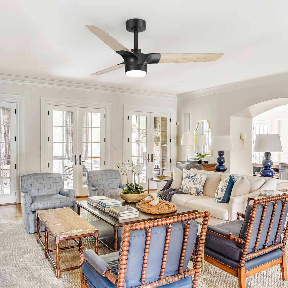Iverora 52-Inch Black Ceiling Fan With Light and Remote