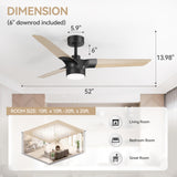 Iverora 52-Inch Black Ceiling Fan With Light and Remote