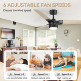 Iverora 52-Inch Black Ceiling Fan With Light and Remote