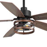 Jorelle 52-Inch Farmhouse Caged Ceiling Fan With Light & Remote