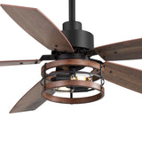 Jorelle 52-Inch Farmhouse Caged Ceiling Fan With Light & Remote