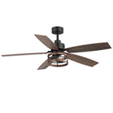 Jorelle 52-Inch Farmhouse Caged Ceiling Fan With Light & Remote