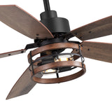 Jorelle 52-Inch Farmhouse Caged Ceiling Fan With Light & Remote