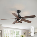 Jorelle 52-Inch Farmhouse Caged Ceiling Fan With Light & Remote