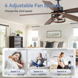 Jorelle 52-Inch Farmhouse Caged Ceiling Fan With Light & Remote