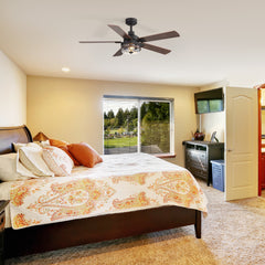 52-inch Matte Black Ceiling Fan with 5 Reversible  Blades, Seeded Glass Shade, 6-Speed Quiet DC Motor, Remote Control
