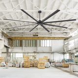 AirForge 120-inch HVLS industrial ceiling fan installed in a large factory workshop