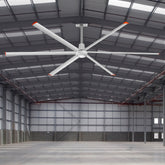 144" HVLS Ceiling Fan, Oversized Industrial Ceiling Fan for Warehouses & Gyms, DC Motor, No Light with 6 Heavy-Duty Aluminum Blades, High Airflow, Silver Finish,Wired Wall-Mounted Controller