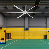 AeroSpan 12FT 144-inch HVLS industrial ceiling fan installed in an indoor gymnasium