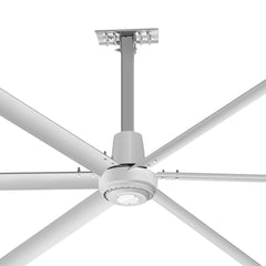 144" HVLS Ceiling Fan, Oversized Industrial Commercial 220V 1 Phase Ceiling Fan for Warehouses & Gyms, DC Motor, No Light with 6 Heavy-Duty Aluminum Blades, Permanent Magnet Synchronous Motor,Wired Wall-Mounted Controller,Silver Finish