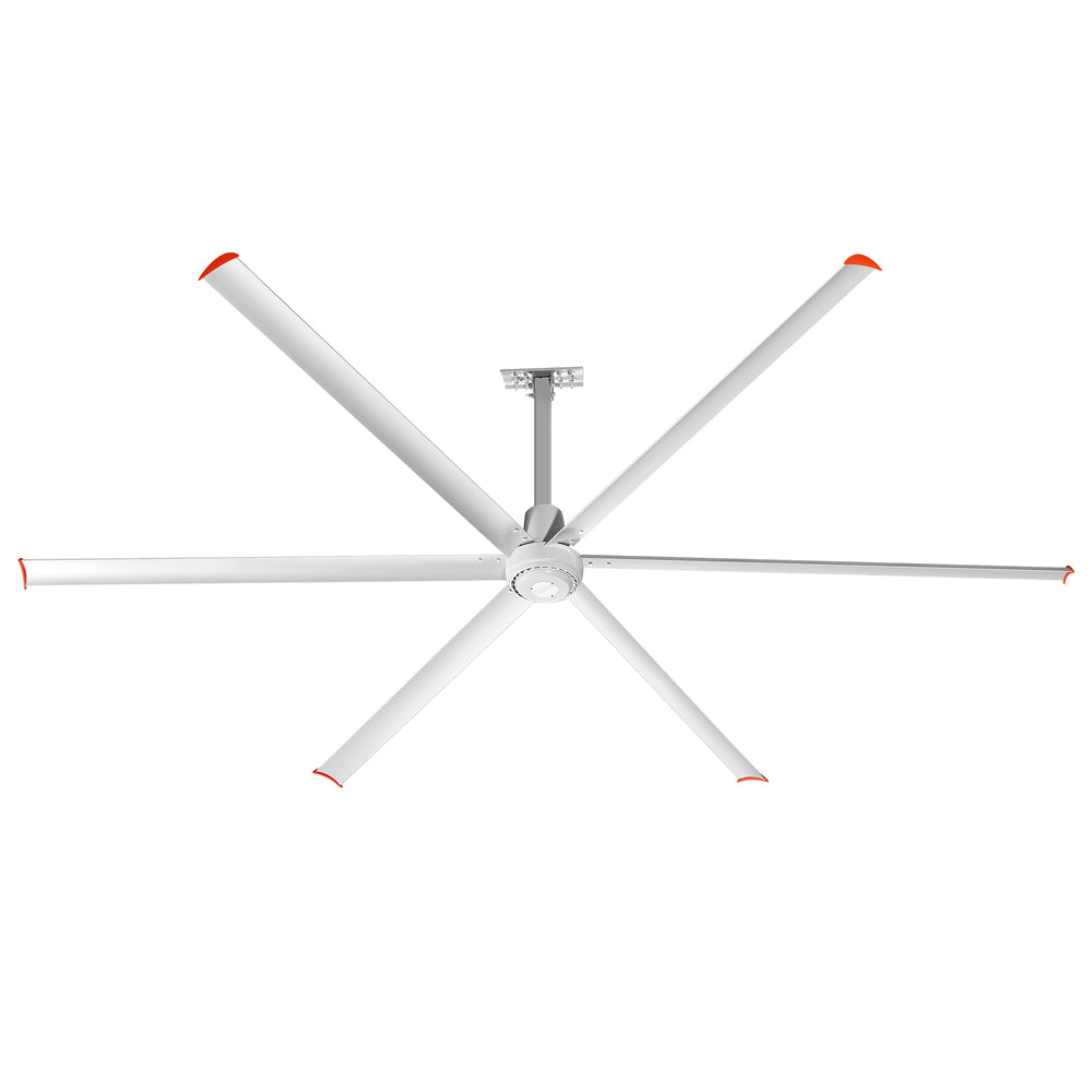 144" HVLS Ceiling Fan, Oversized Industrial Commercial 220V 1 Phase Ceiling Fan for Warehouses & Gyms, DC Motor, No Light with 6 Heavy-Duty Aluminum Blades, Permanent Magnet Synchronous Motor,Wired Wall-Mounted Controller,Silver Finish