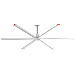 144" HVLS Ceiling Fan, Oversized Industrial Commercial 220V 1 Phase Ceiling Fan for Warehouses & Gyms, DC Motor, No Light with 6 Heavy-Duty Aluminum Blades, Permanent Magnet Synchronous Motor,Wired Wall-Mounted Controller,Silver Finish