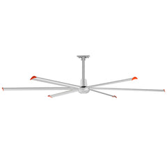 144" HVLS Ceiling Fan, Oversized Industrial Commercial 220V 1 Phase Ceiling Fan for Warehouses & Gyms, DC Motor, No Light with 6 Heavy-Duty Aluminum Blades, Permanent Magnet Synchronous Motor,Wired Wall-Mounted Controller,Silver Finish