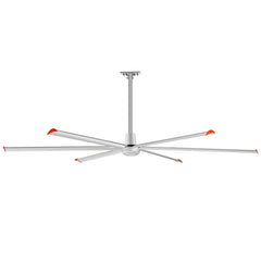 144" HVLS Ceiling Fan, Oversized Industrial Commercial 220V 1 Phase Ceiling Fan for Warehouses & Gyms, DC Motor, No Light with 6 Heavy-Duty Aluminum Blades, Permanent Magnet Synchronous Motor,Wired Wall-Mounted Controller,Silver Finish