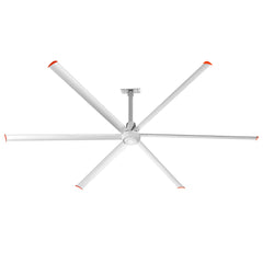144" HVLS Ceiling Fan, Oversized Industrial Commercial 220V 1 Phase Ceiling Fan for Warehouses & Gyms, DC Motor, No Light with 6 Heavy-Duty Aluminum Blades, Permanent Magnet Synchronous Motor,Wired Wall-Mounted Controller,Silver Finish