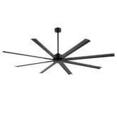 Studio angled top view Virelia 84-inch large black 8-blade ceiling fan without light
