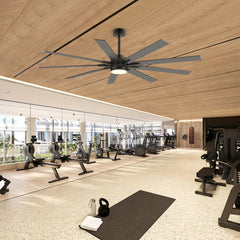 72"/84" Modern Ceiling Fan with Light, Reversible Plywood 9-Blade Ceiling Fan, Matte Black Body with Black/Walnut Finish Blades, DC Motor, 24W LED 3000K/4000K/6000K with Light Memory, Remote Control