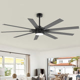 Breezary 72"/84" 9-Blade Silent DC Motor Modern Ceiling Fan with 24W LED Light (Memory Function)