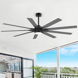Breezary 72"/84" 9-Blade Silent DC Motor Modern Ceiling Fan with 24W LED Light (Memory Function)