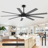 Breezary 72"/84" 9-Blade Silent DC Motor Modern Ceiling Fan with 24W LED Light (Memory Function)