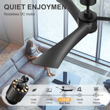 Marara 54 Inch Matte Black Ceiling Fan With Light and Remote