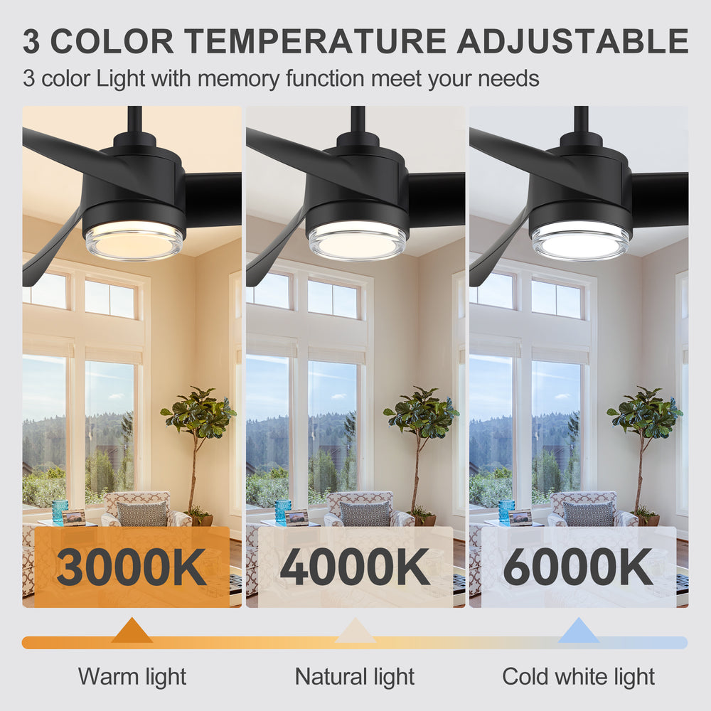 Marara 54 Inch Matte Black Ceiling Fan With Light and Remote