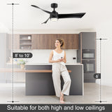 Marara 54 Inch Matte Black Ceiling Fan With Light and Remote