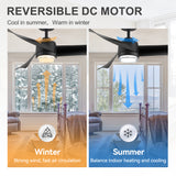 Marara 54 Inch Matte Black Ceiling Fan With Light and Remote