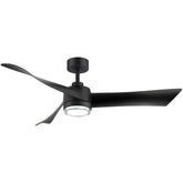54-Inch Matte Black Ceiling Fan with Light, Dual-Layer Acrylic Shade, 3-Color LED (3000K/4000K/6000K), Quiet DC Motor, 6-Speed Reversible Airflow, Remote Control, Timer, 6-Inch Downrod, Modern Indoor Ceiling Fan for Living Room Bedroom Dining Room