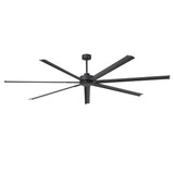 96-inch large black 8-blade ceiling fan with modern industrial design