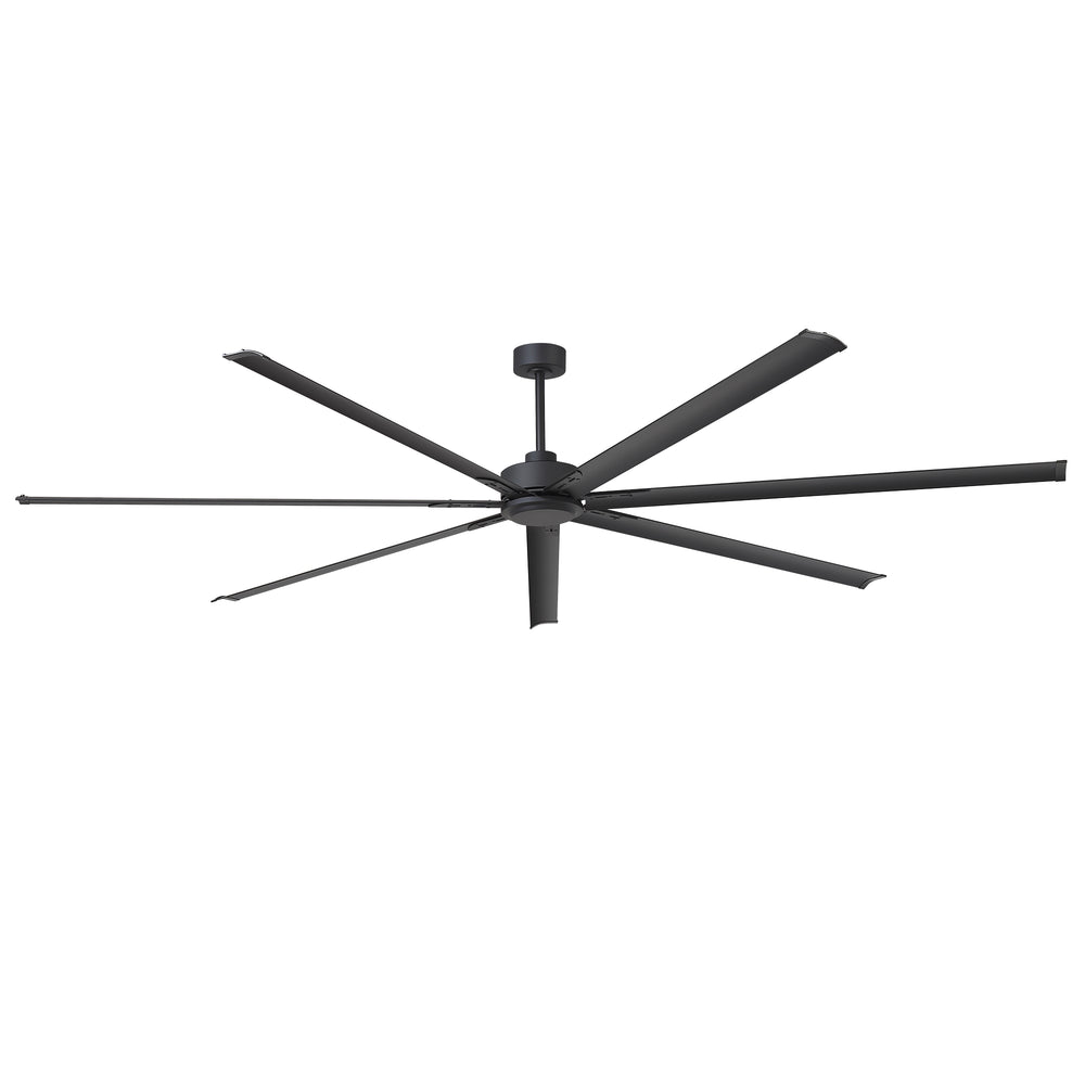 Black ceiling fan on a white background