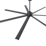 AeroSpan XL large black ceiling fan with seven aluminum blades and modern industrial design
