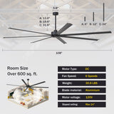 AeroSpan XL 108-inch large ceiling fan with remote, aluminum blades, DC motor and adjustable downrod options