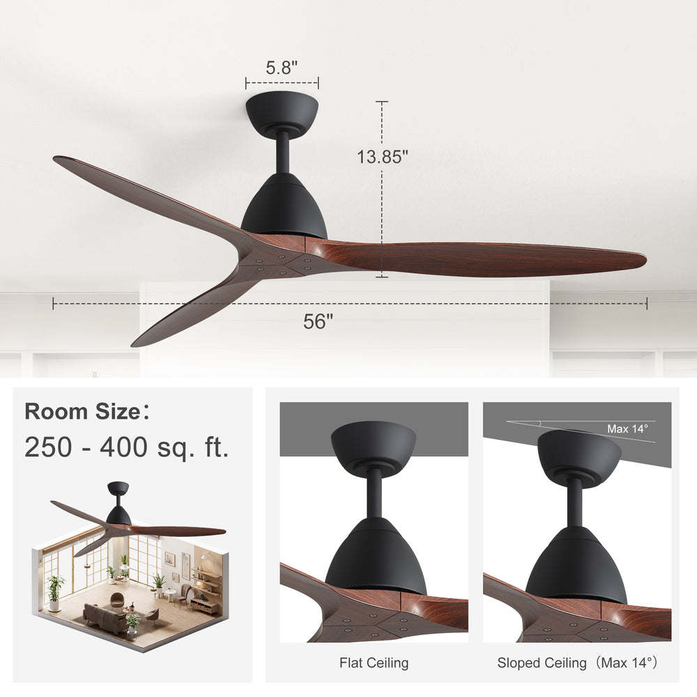 Meron 56-Inch 3-Blade Ceiling Fan With No Light