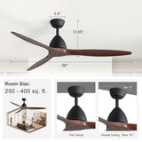 Meron 56-Inch 3-Blade Ceiling Fan With No Light